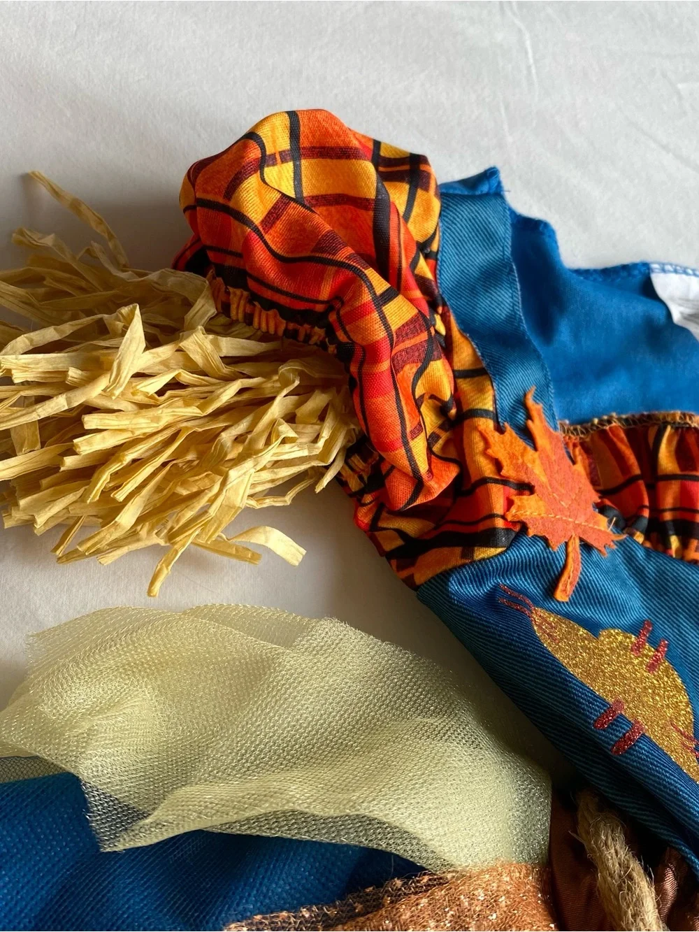 Toddler/Girls 2T Sweet Scarecrow Halloween Costume - Blue/Orange/Yellow Tutu
